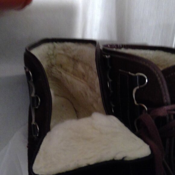 VTG Drifter Acrylic-Sherpa lined Dupont lace-up boot Chocolate Brown ankle 9 - Picture 5 of 6